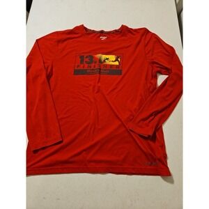 Brooks Run Happy Graphic Long Sleeve Marathon Running Shirt Medium Red (A1196)